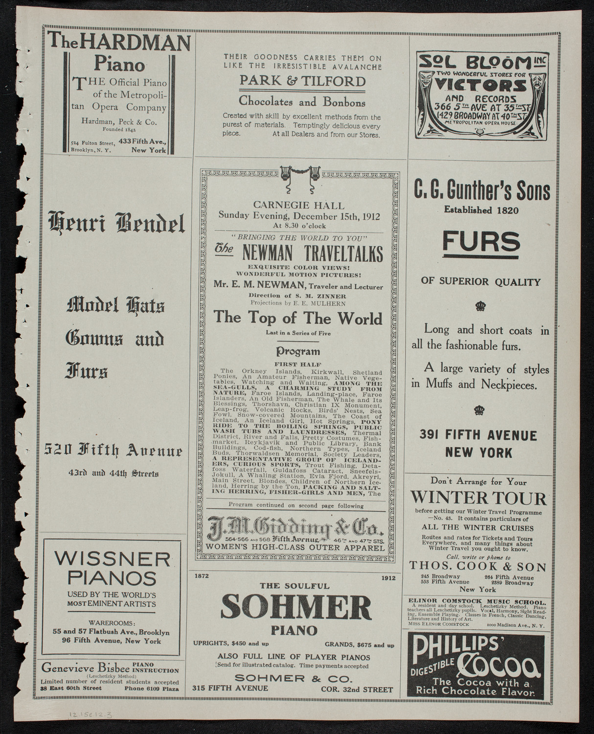 Newman Traveltalks: The Top of the World, December 15, 1912, program page 5
