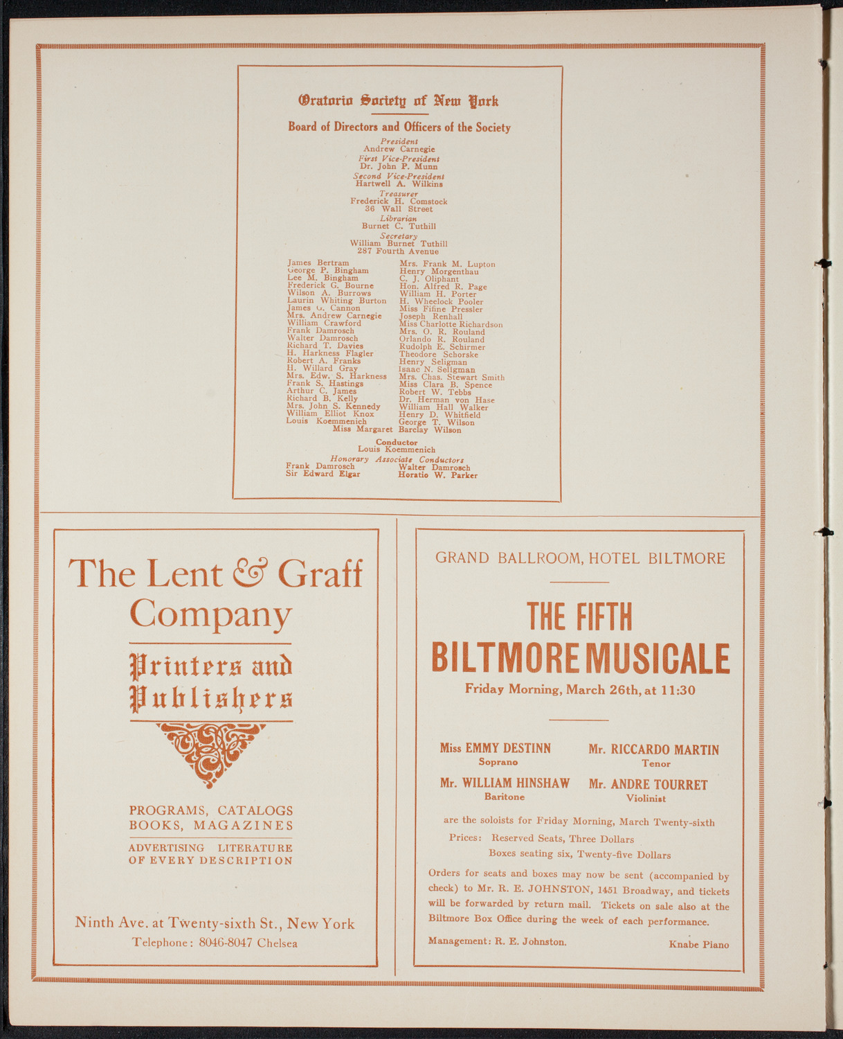 Benefit: Music School Settlement, March 25, 1915, program page 10