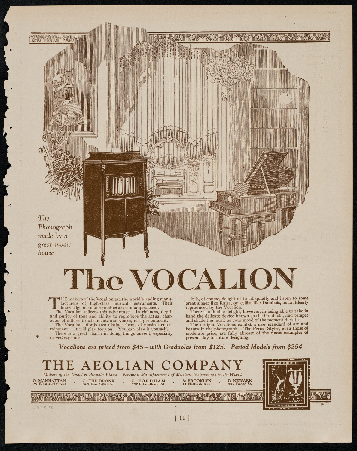 New York Philharmonic, March 9, 1922, program page 11