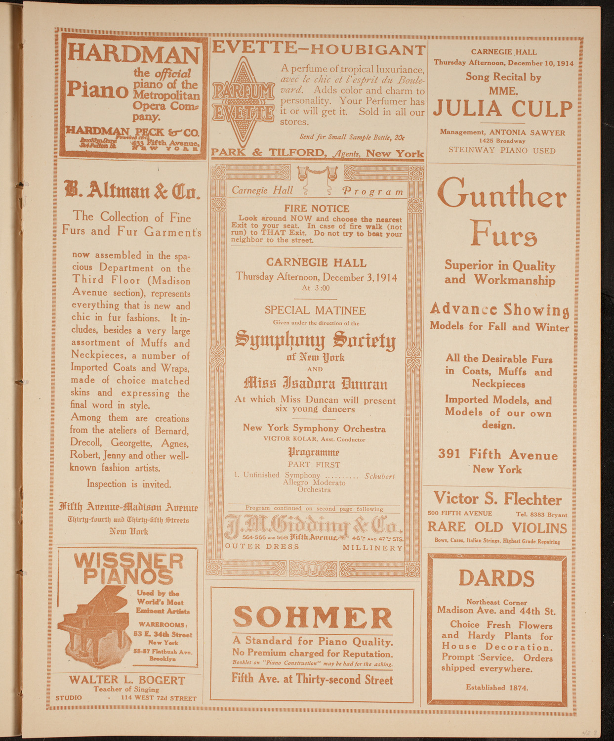 New York Symphony Orchestra, December 3, 1914, program page 6