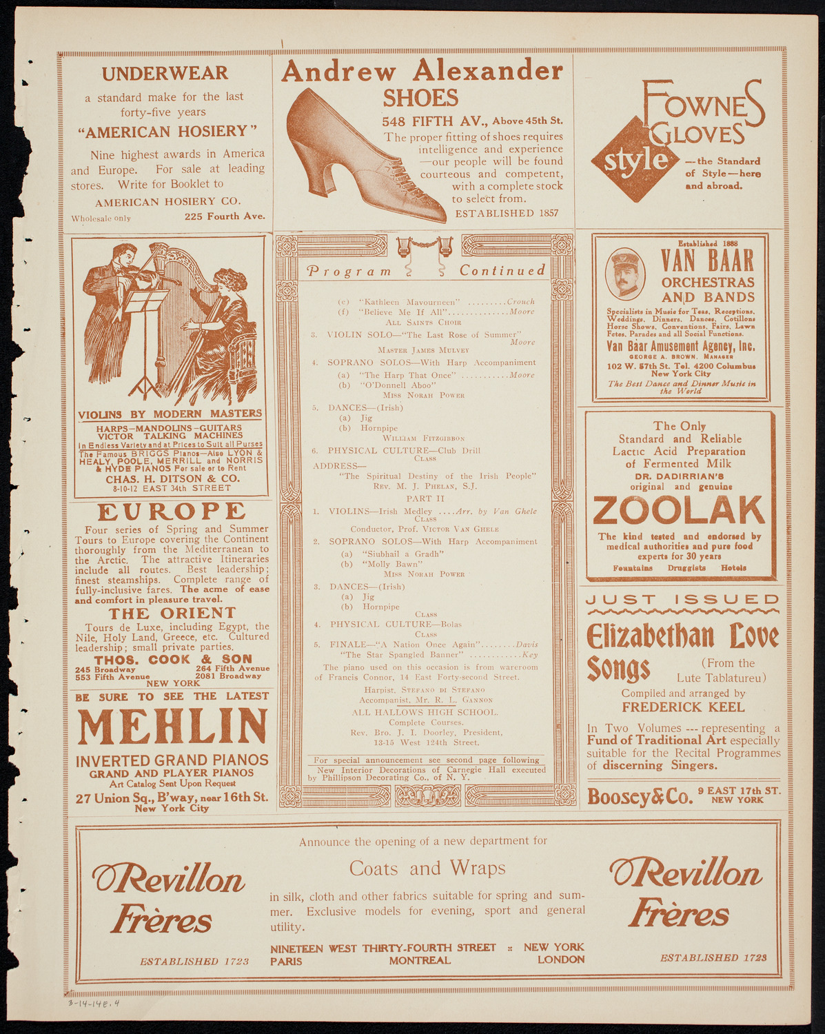 Lecture by Reverend Michael J. Phelan, with Gaelic Concert and Dancing, March 14, 1914, program page 7
