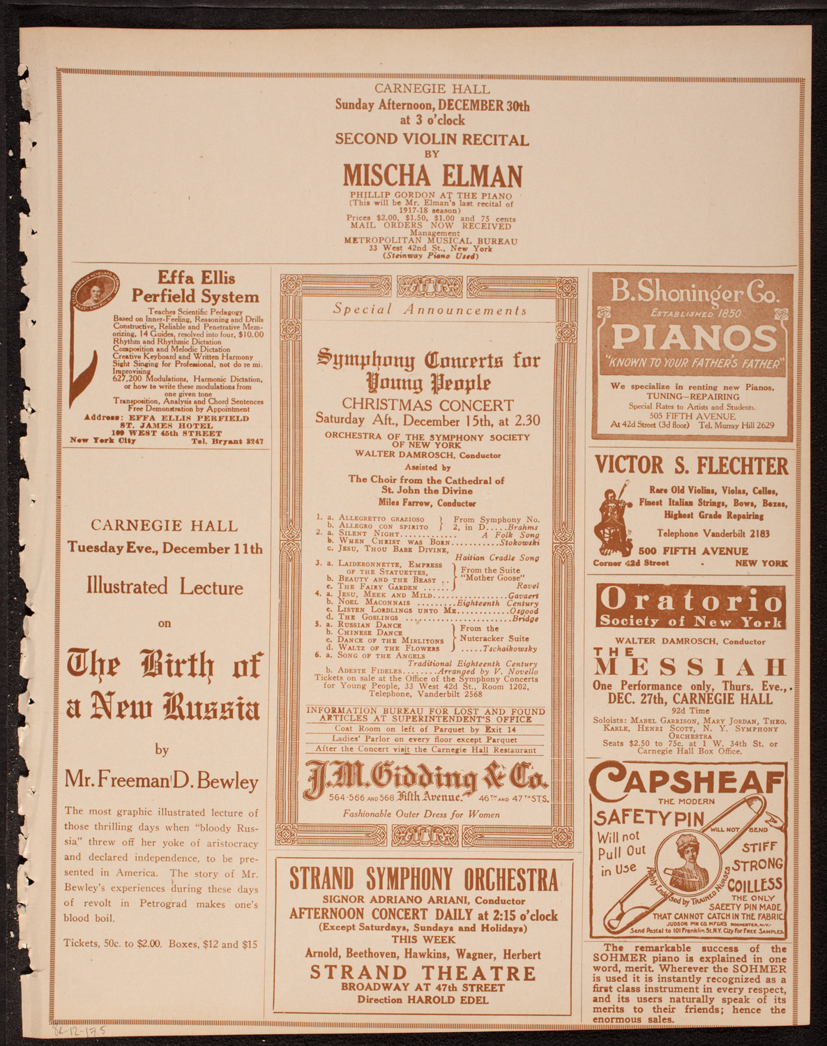 New York Philharmonic, December 8, 1917, program page 9