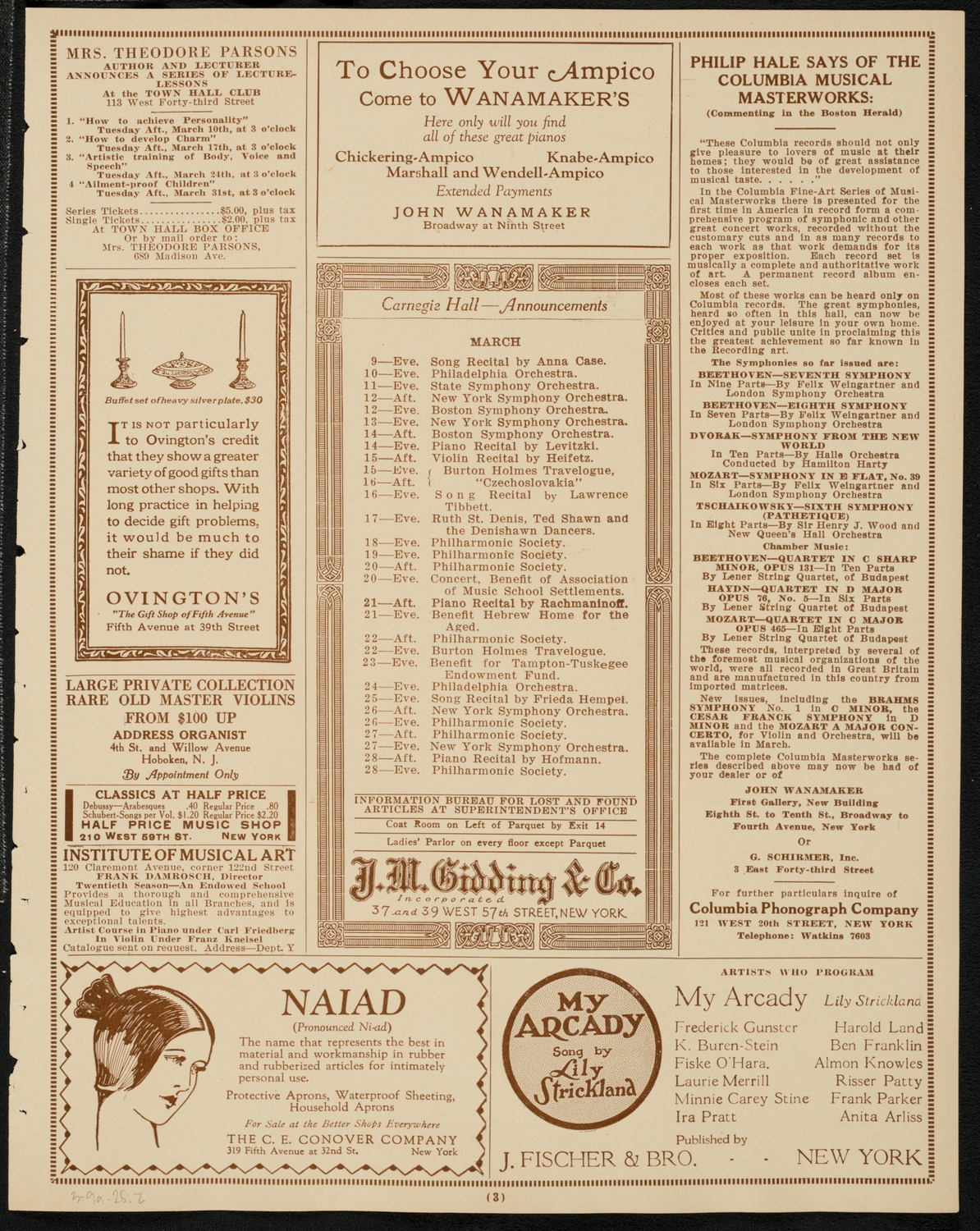 Burton Holmes Travelogue: Along the Riviera, March 9, 1925, program page 3