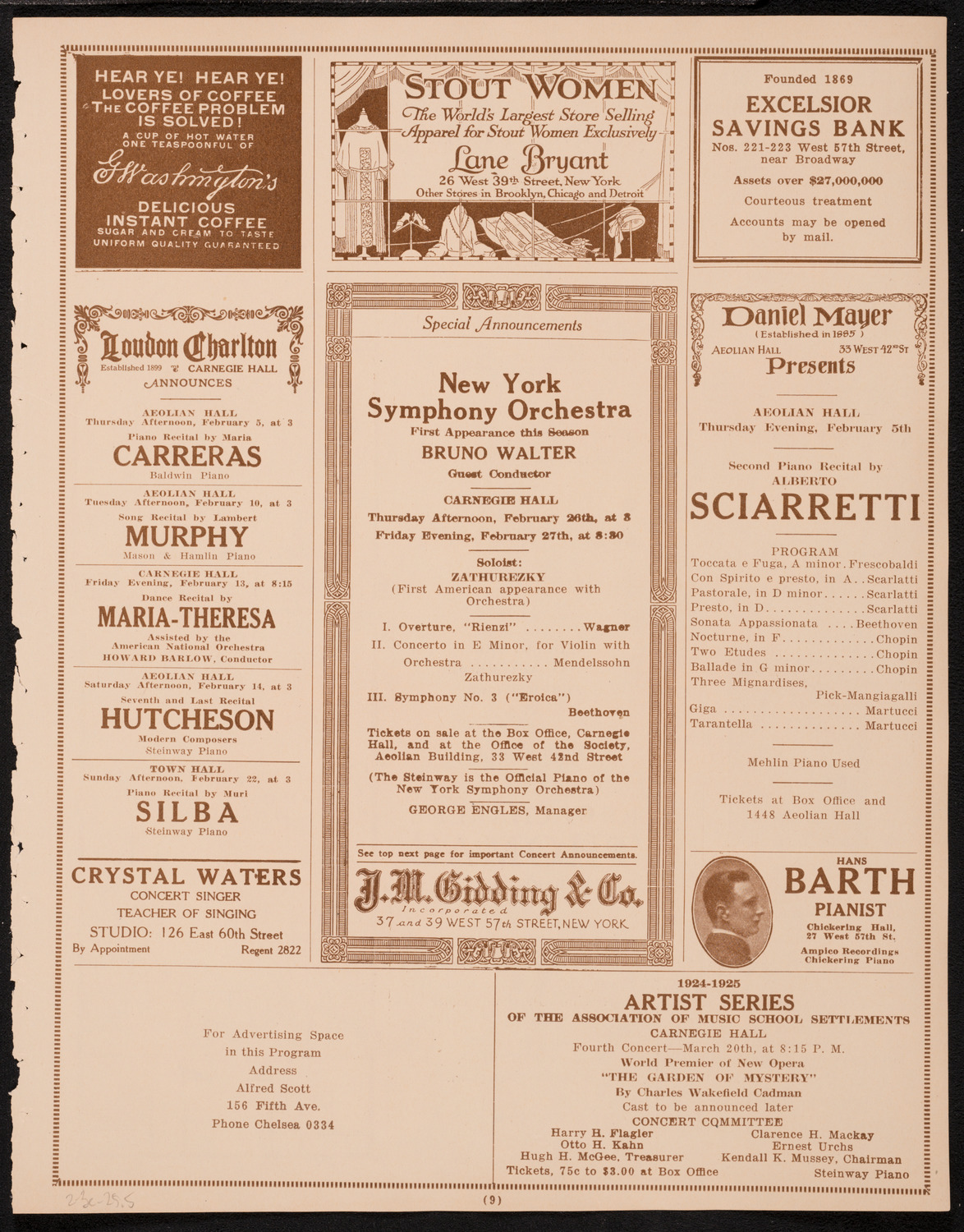 Max Rosen, Violin, February 3, 1925, program page 9