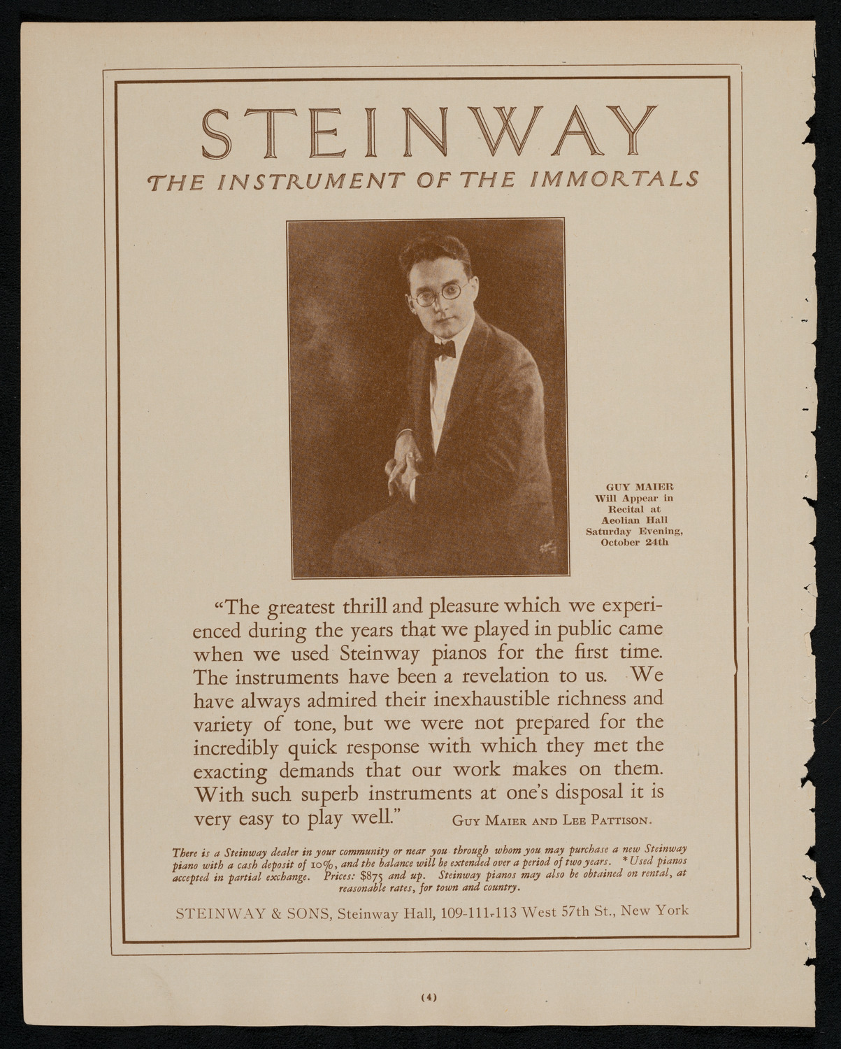 New York Philharmonic, October 16, 1925, program page 4