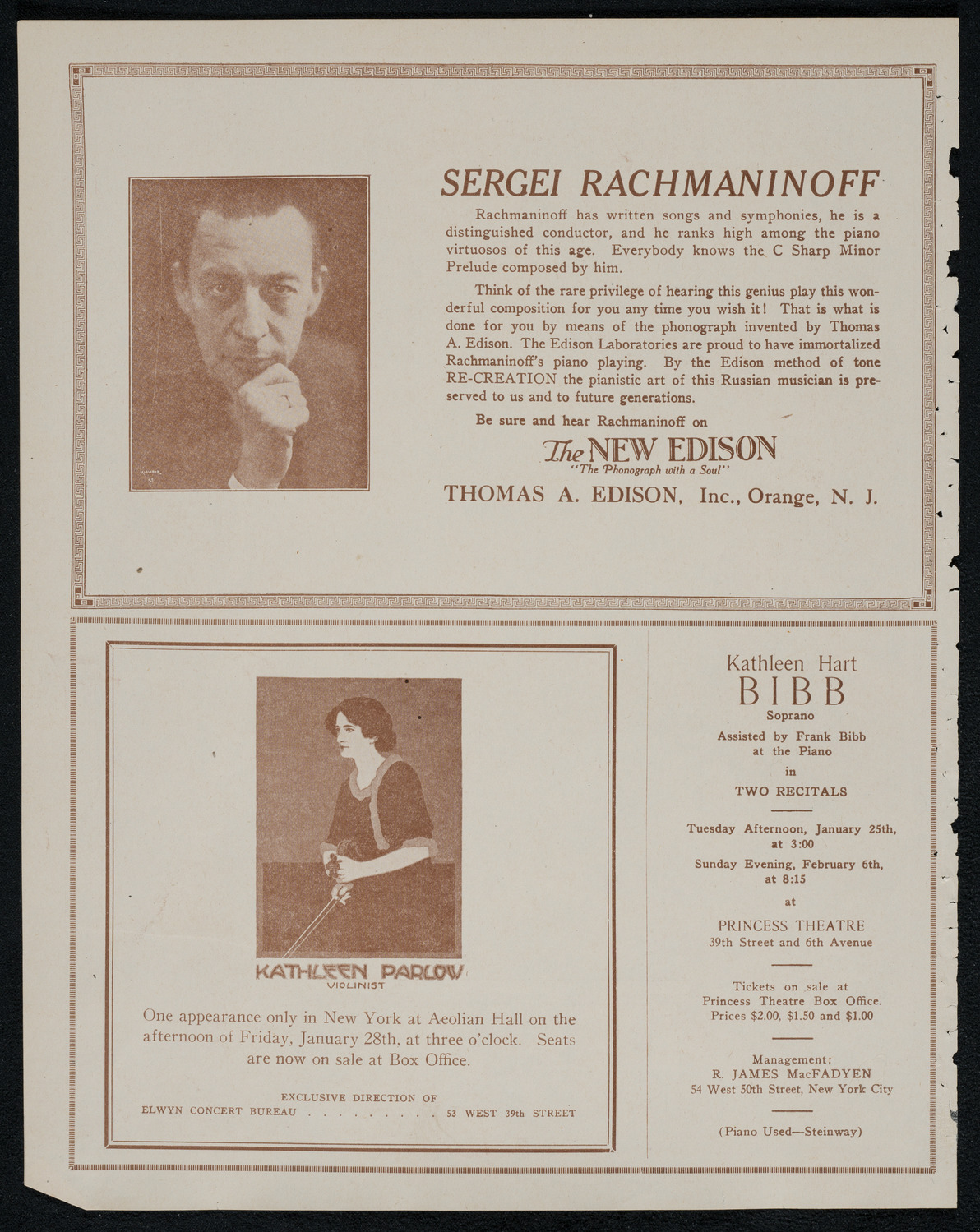 National Symphony Orchestra, January 25, 1921, program page 2