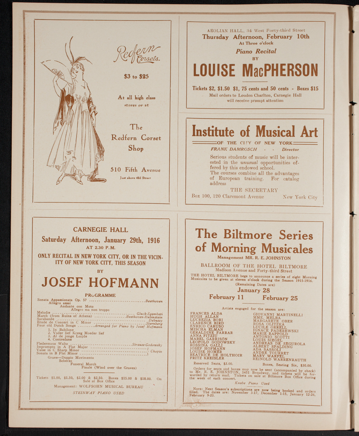 New York Reception to The Marquis and Marchioness of Aberdeen, January 26, 1916, program page 2