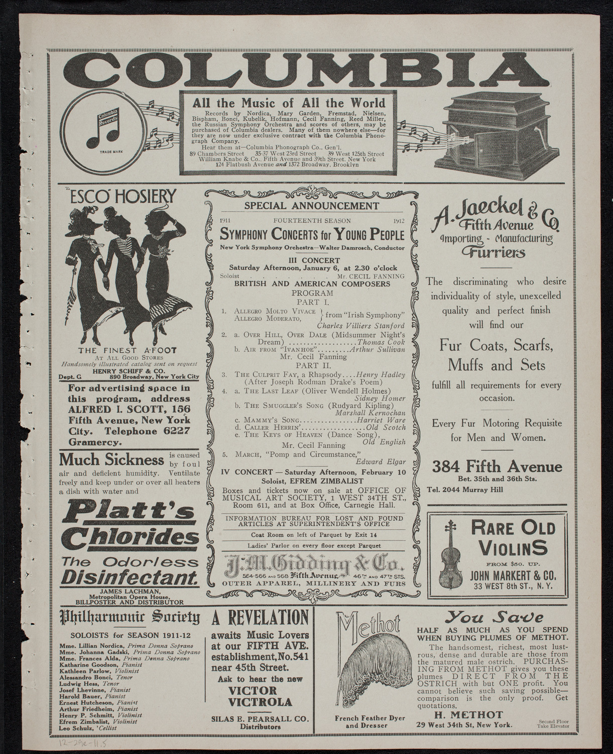 Oratorio Society of New York, December 29, 1911, program page 9