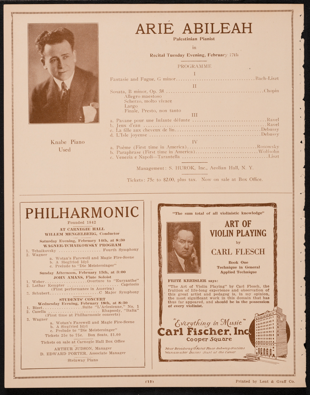 Alexander Brailowsky, Piano, February 14, 1925, program page 12