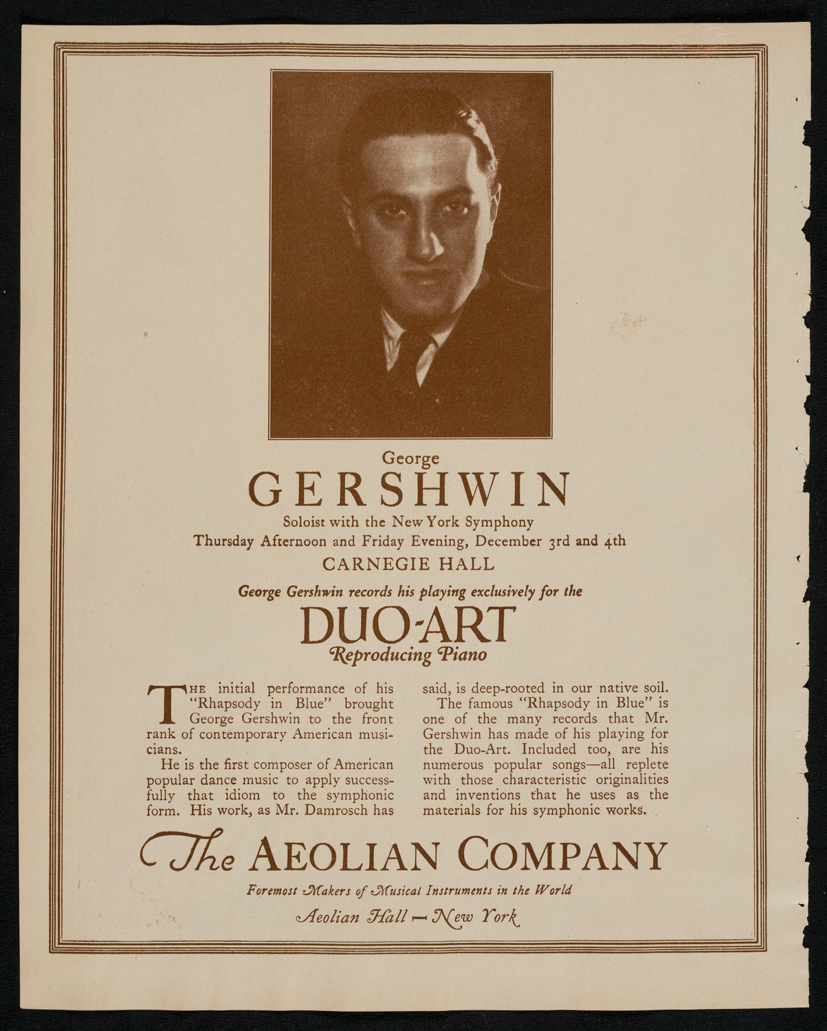 New York Symphony Orchestra, December 3, 1925, program page 2