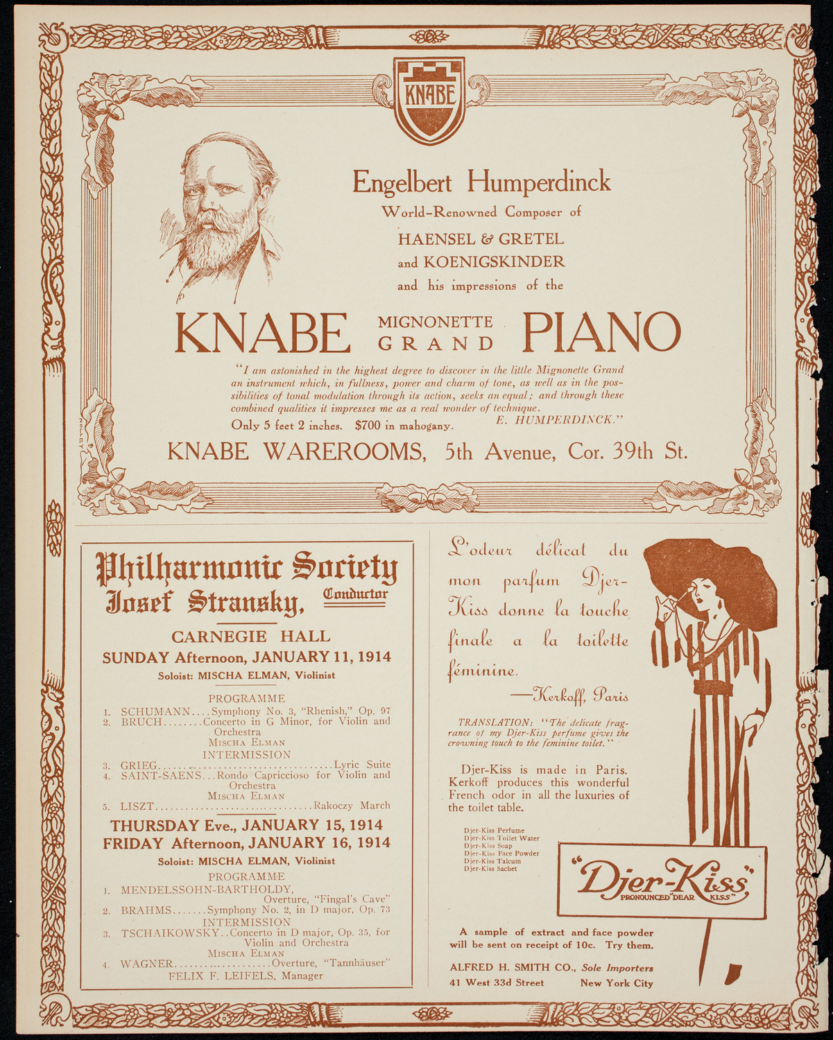 Julia Culp, Contralto, January 5, 1914, program page 12
