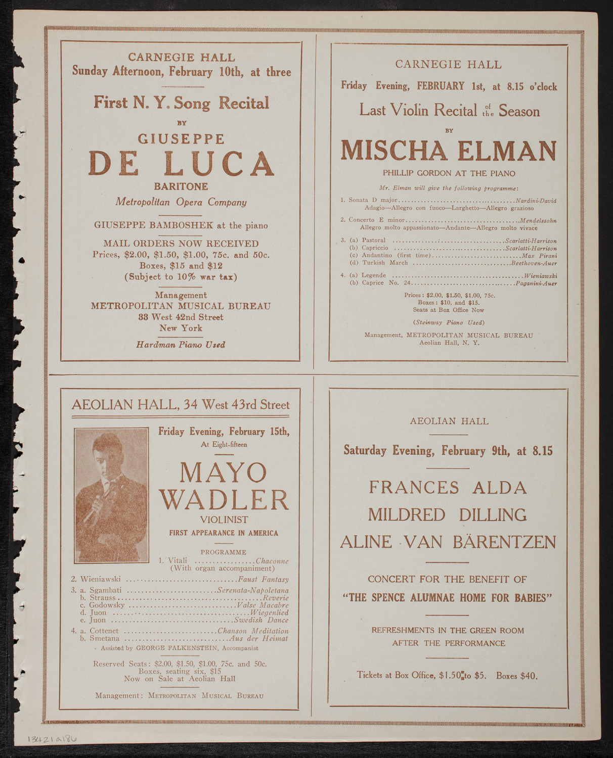 New York Philharmonic, February 1, 1918, program page 11