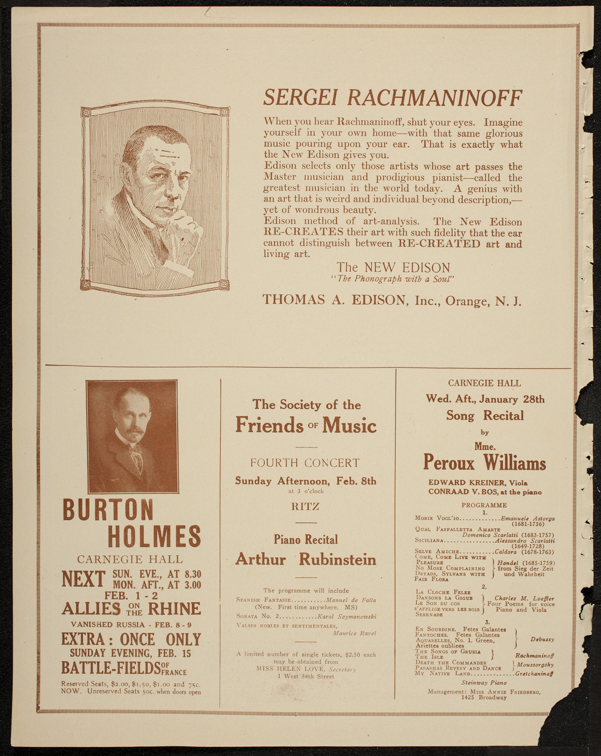 Baroness Leja de Torinoff, Soprano, January 27, 1920, program page 2
