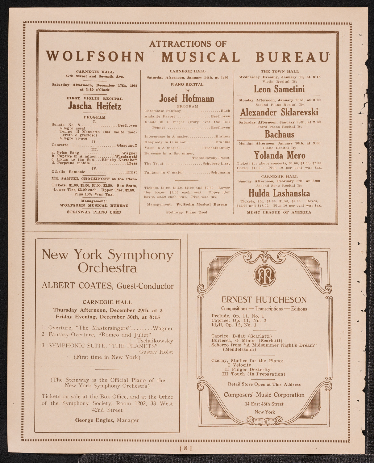 David Bispham Memorial Concert, December 13, 1921, program page 8