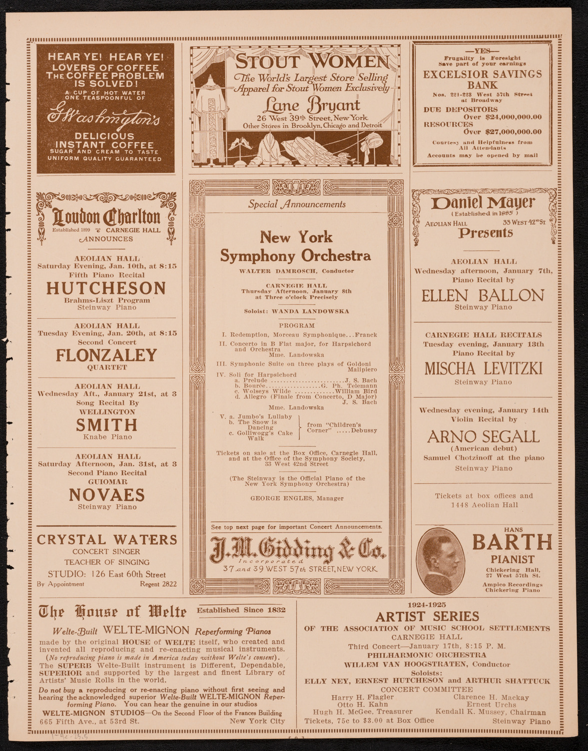 John McCormack, Tenor, January 4, 1925, program page 9