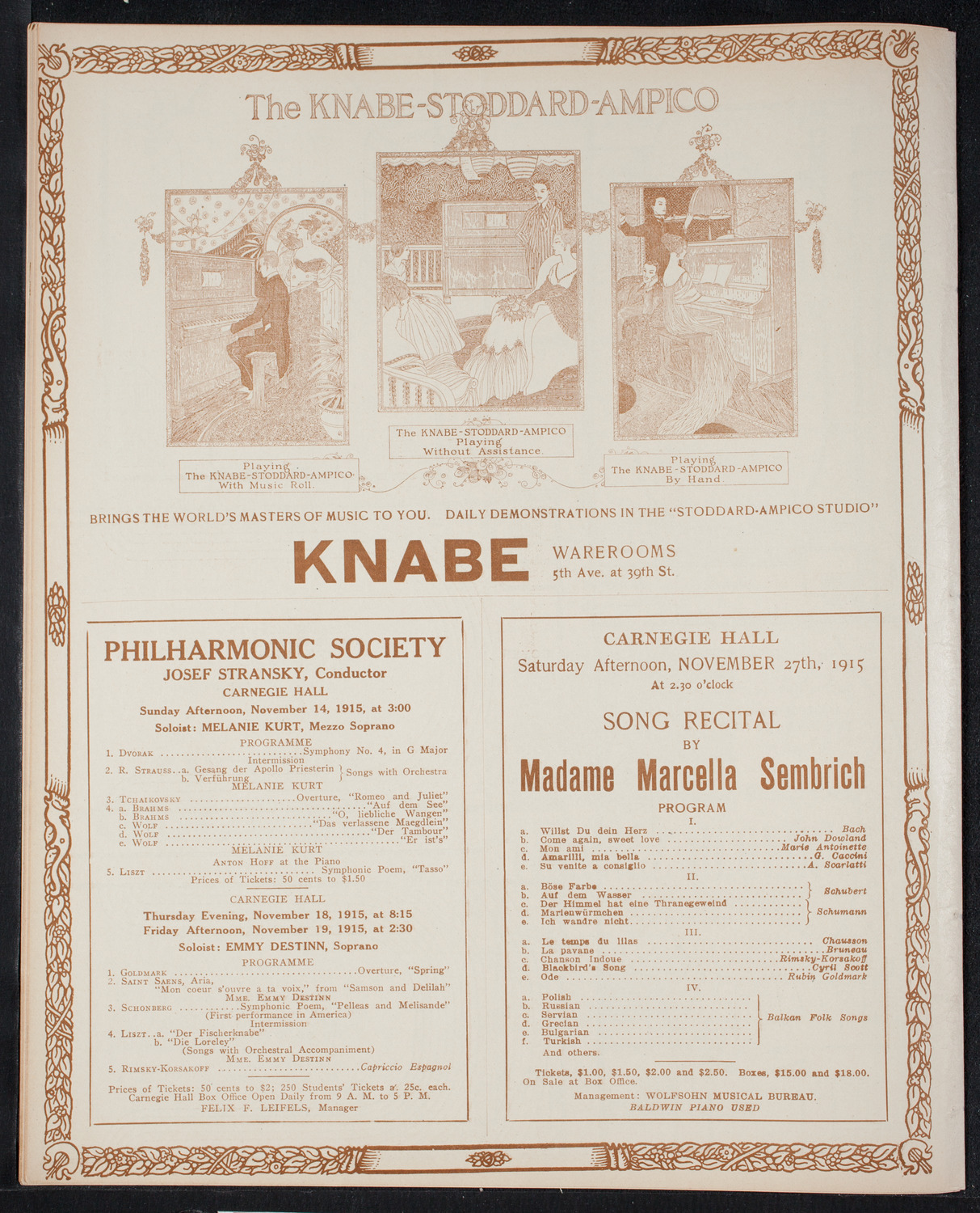 Leopold Godowsky, Piano, November 13, 1915, program page 12