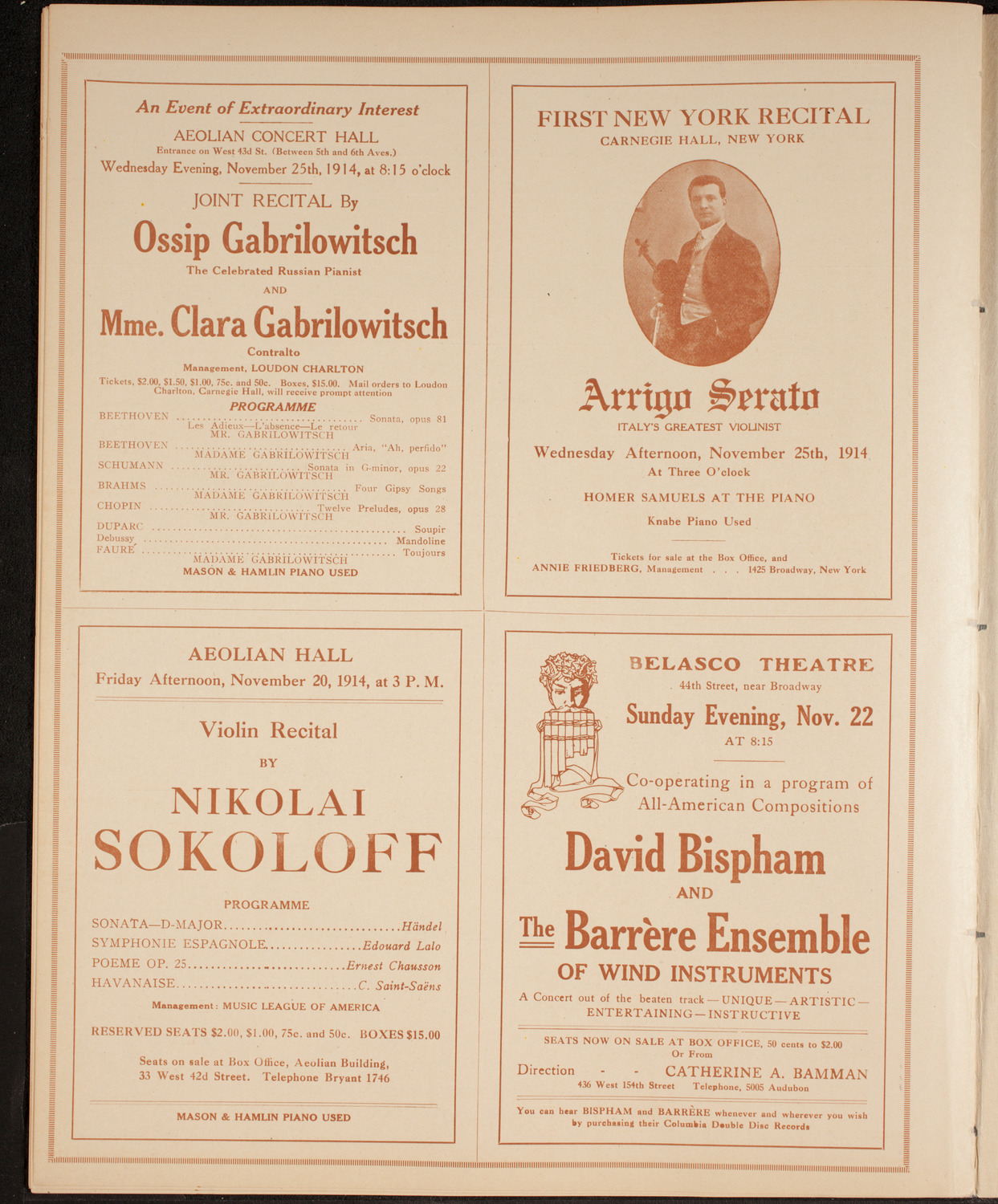 Ernestine Schumann-Heink, Mezzo-Soprano, November 17, 1914, program page 10