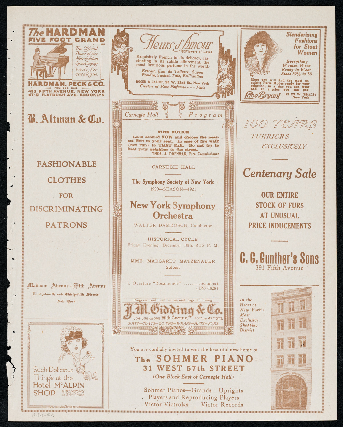 New York Symphony Orchestra, December 10, 1920, program page 5