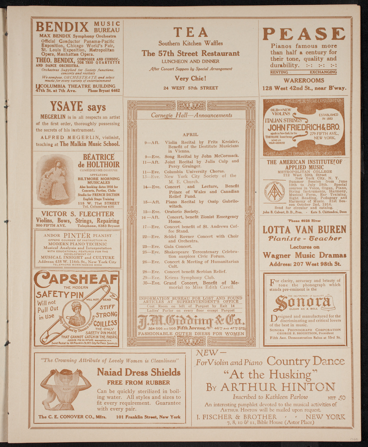 New York Banks' Glee Club, April 8, 1916, program page 3