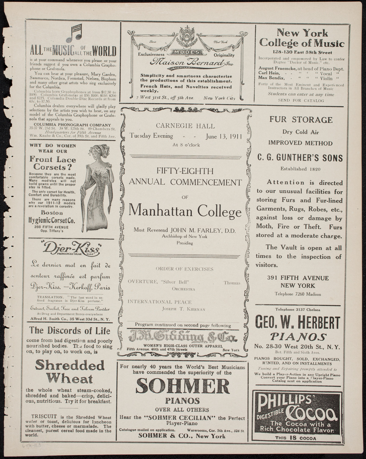 Graduation: Manhattan College, June 13, 1911, program page 5