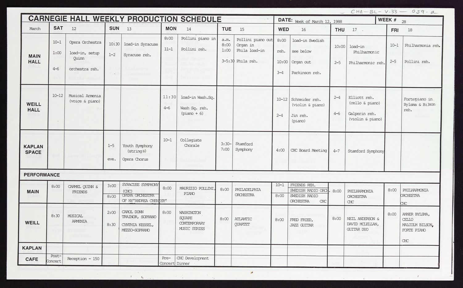 Carnegie Hall Booking Ledger, volume 33, page 59a