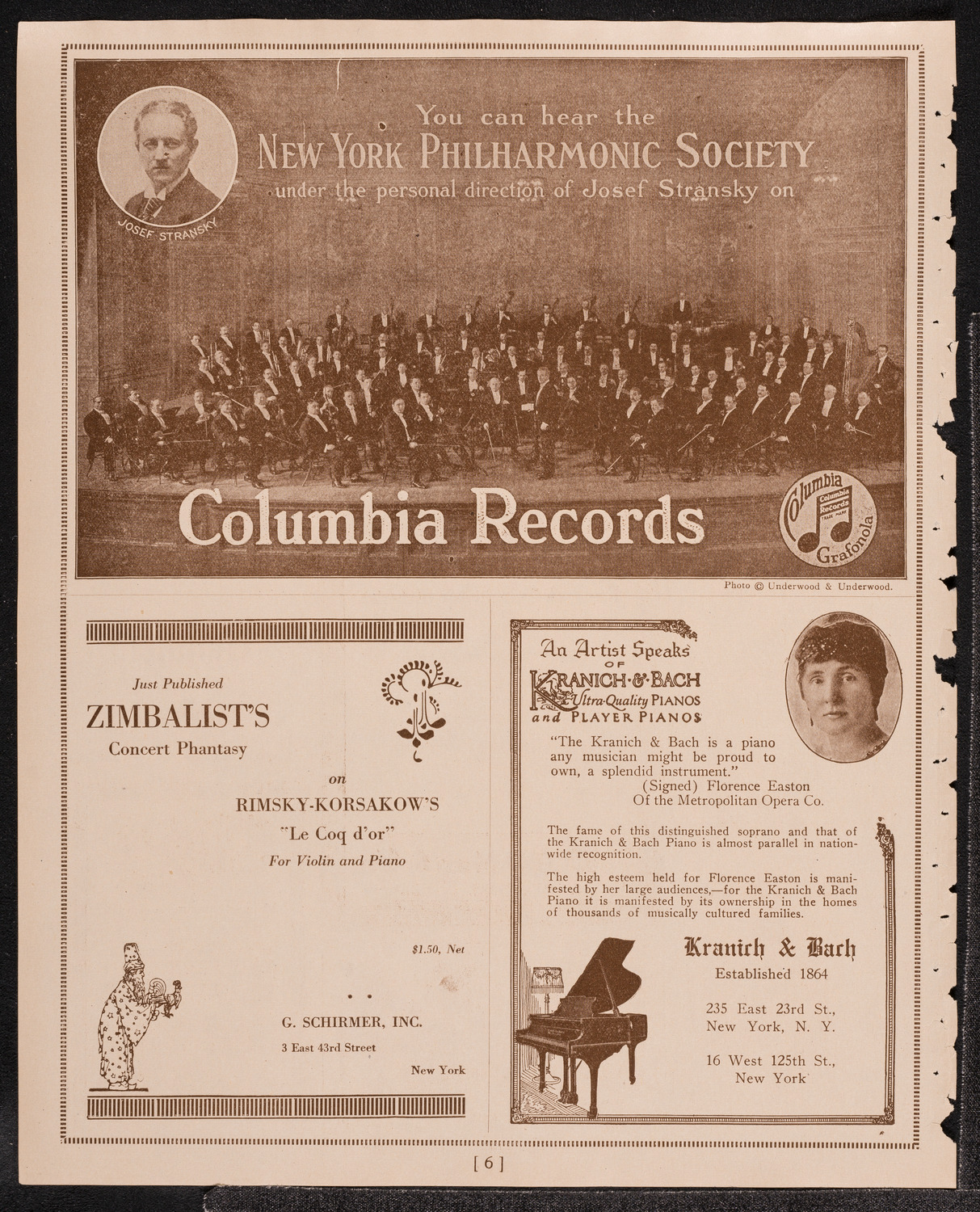 Johanna Gadski, Soprano, with the New York Philharmonic, October 30, 1921, program page 6