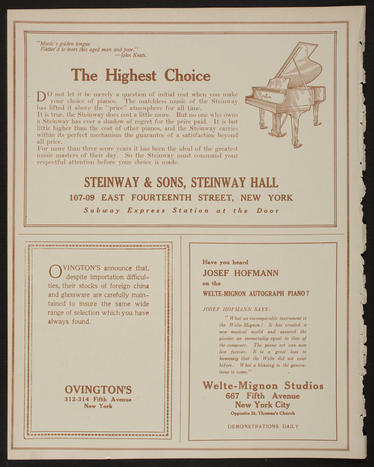 Choir of the Cathedral of St. John the Divine, March 12, 1918, program page 4