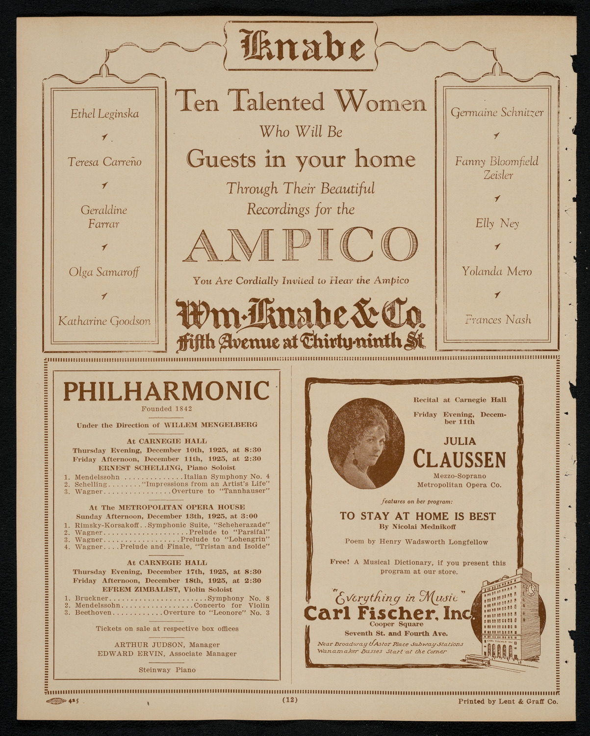 State Symphony Orchestra of New York, December 9, 1925, program page 12