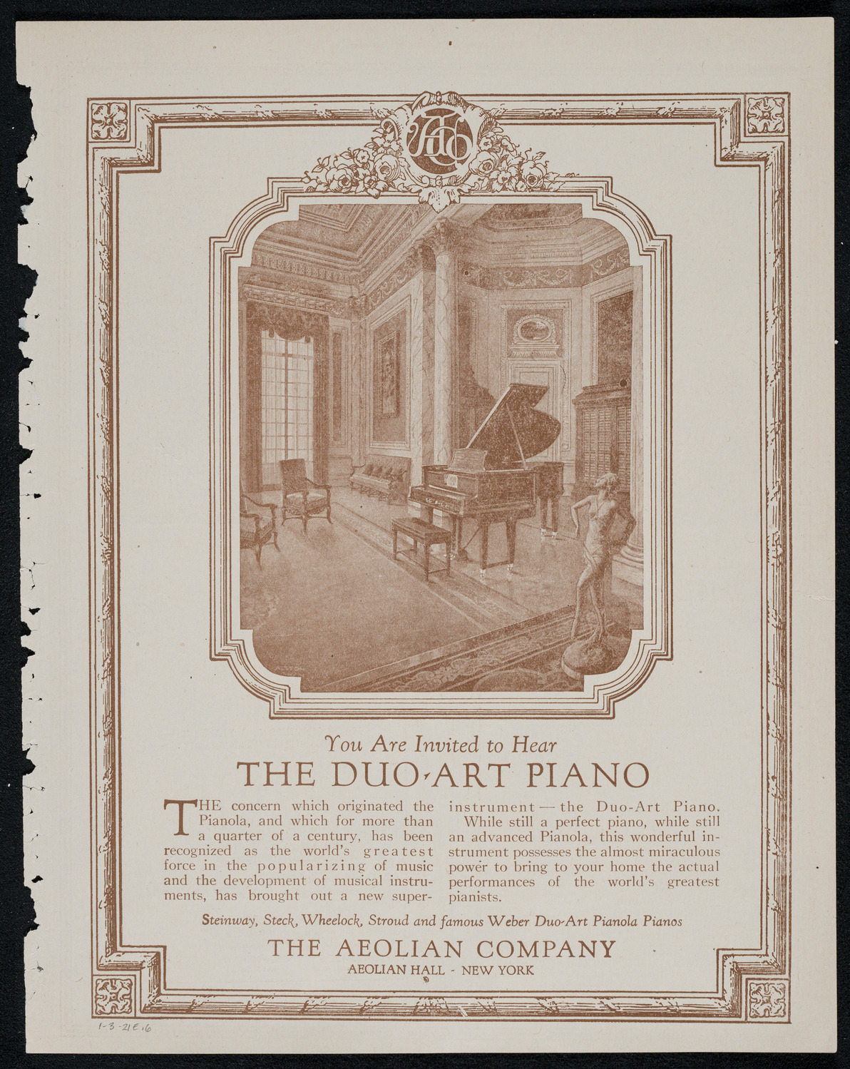 La Scala Orchestra, January 3, 1921, program page 11