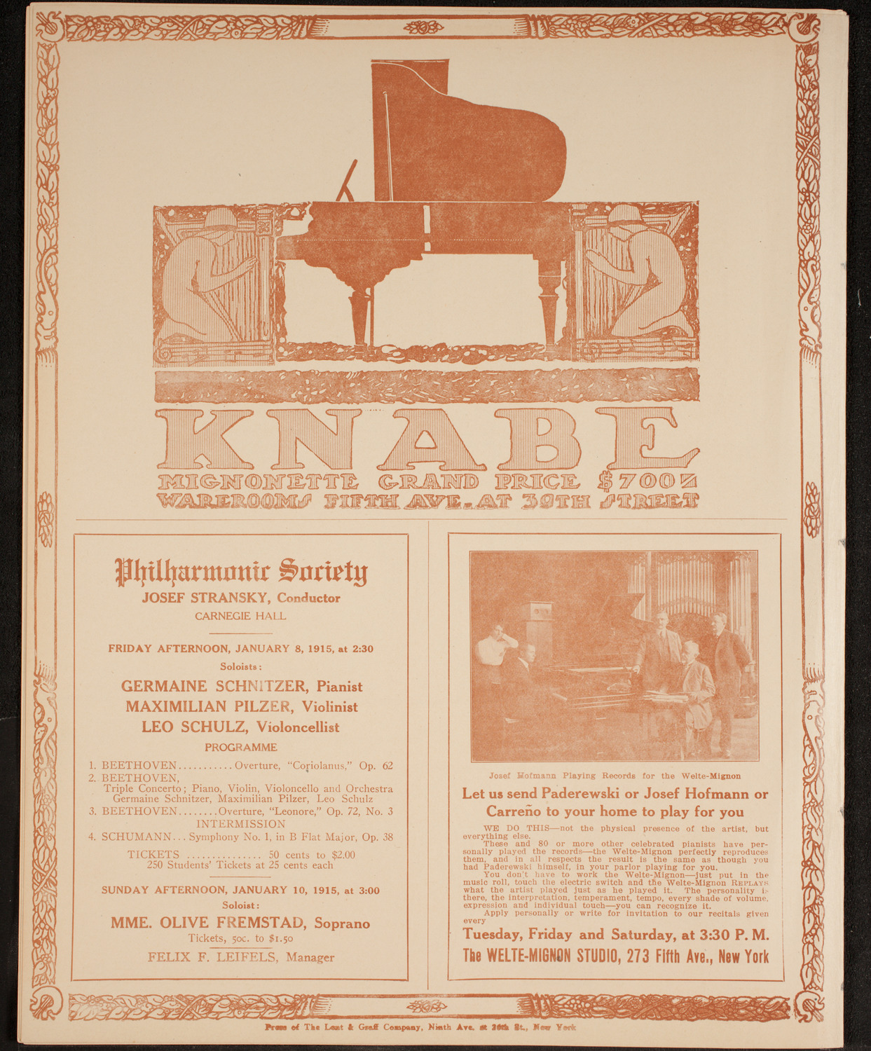 Philadelphia Orchestra, January 4, 1915, program page 12