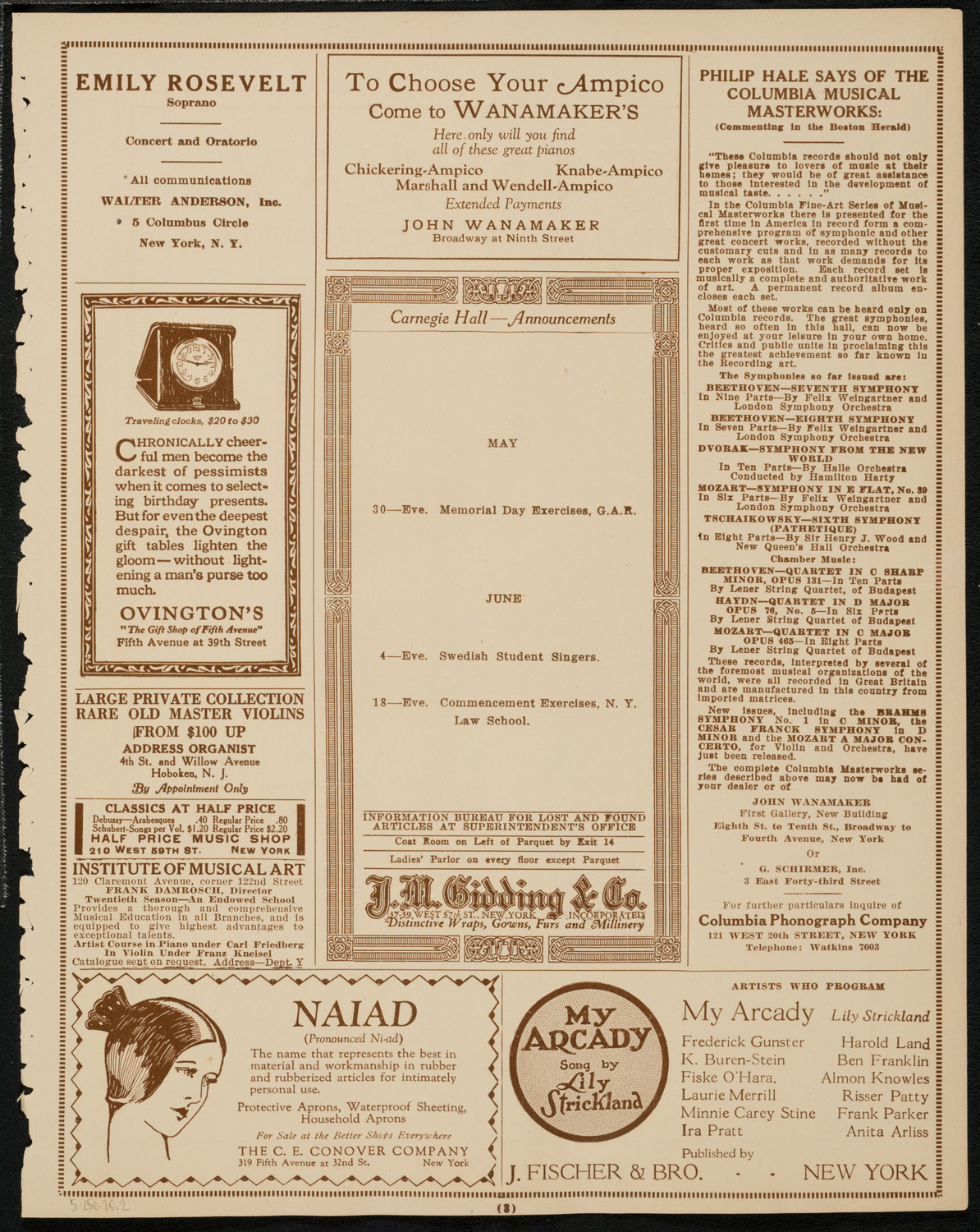 St. Mark's Methodist Episcopal Choir, May 25, 1925, program page 3