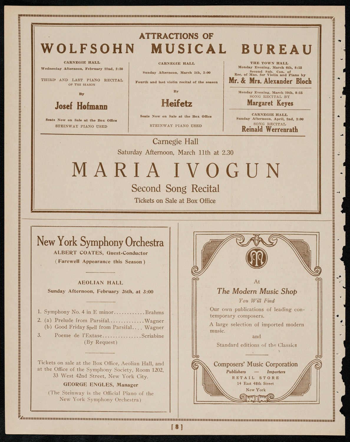 Oratorio Society of New York, February 21, 1922, program page 8