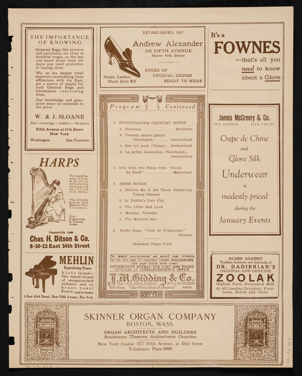 Frieda Hempel, Soprano, January 9, 1923, program page 7