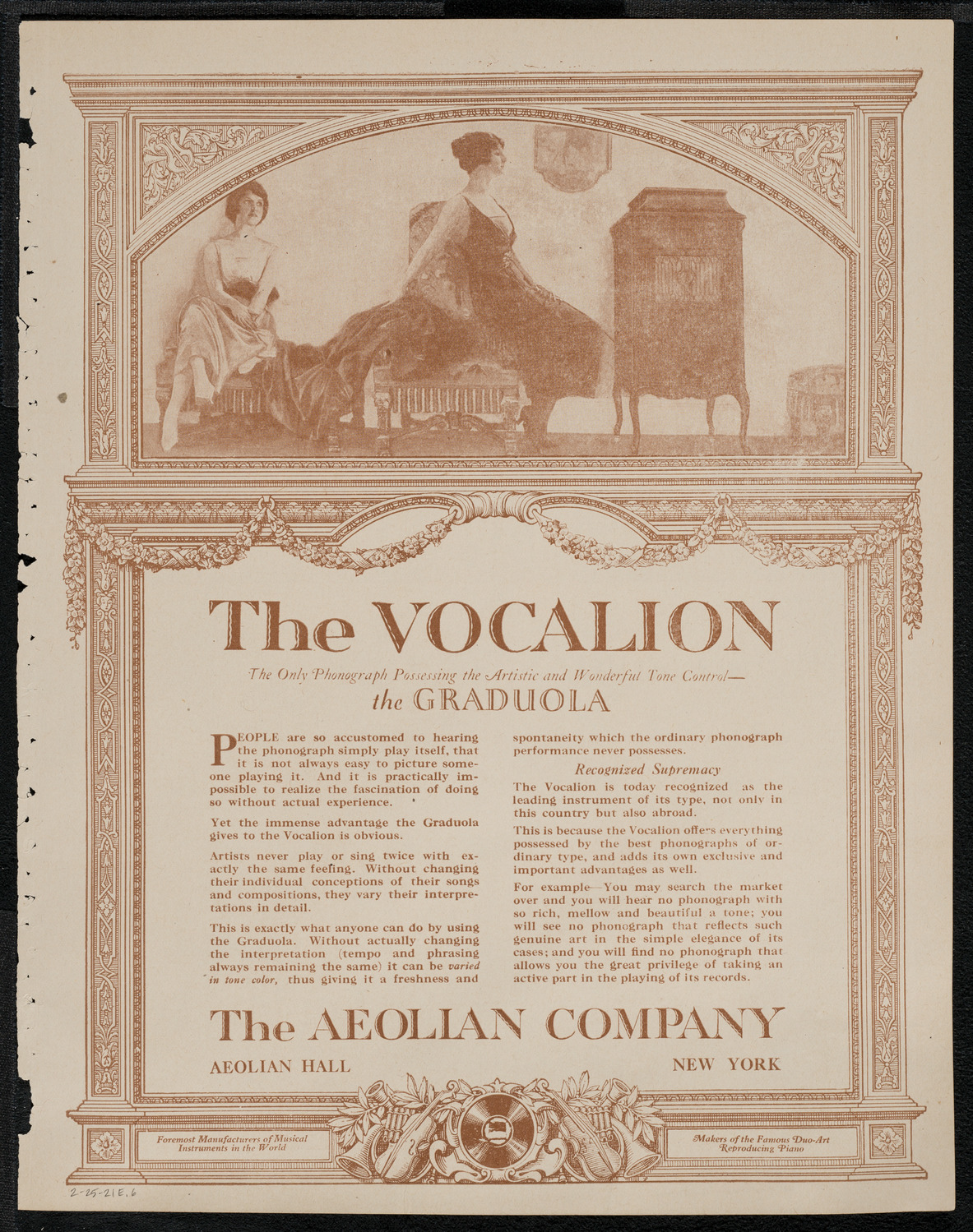 Lecture by Sir Philip Gibbs, February 25, 1921, program page 11