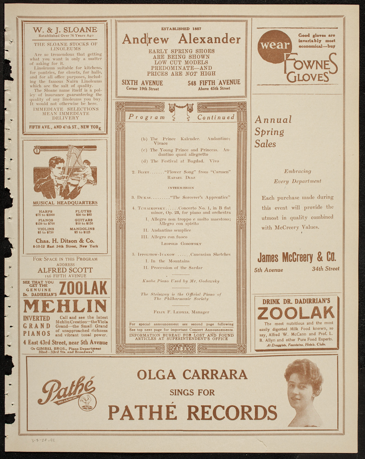 Evening Mail Save-A-Home Fund Concert:, March 3, 1920, program page 7