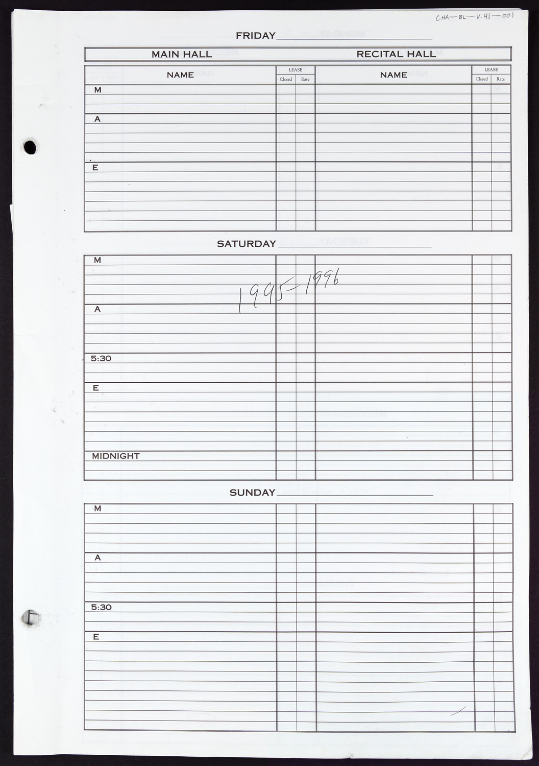 Carnegie Hall Booking Ledger, volume 41, page 1