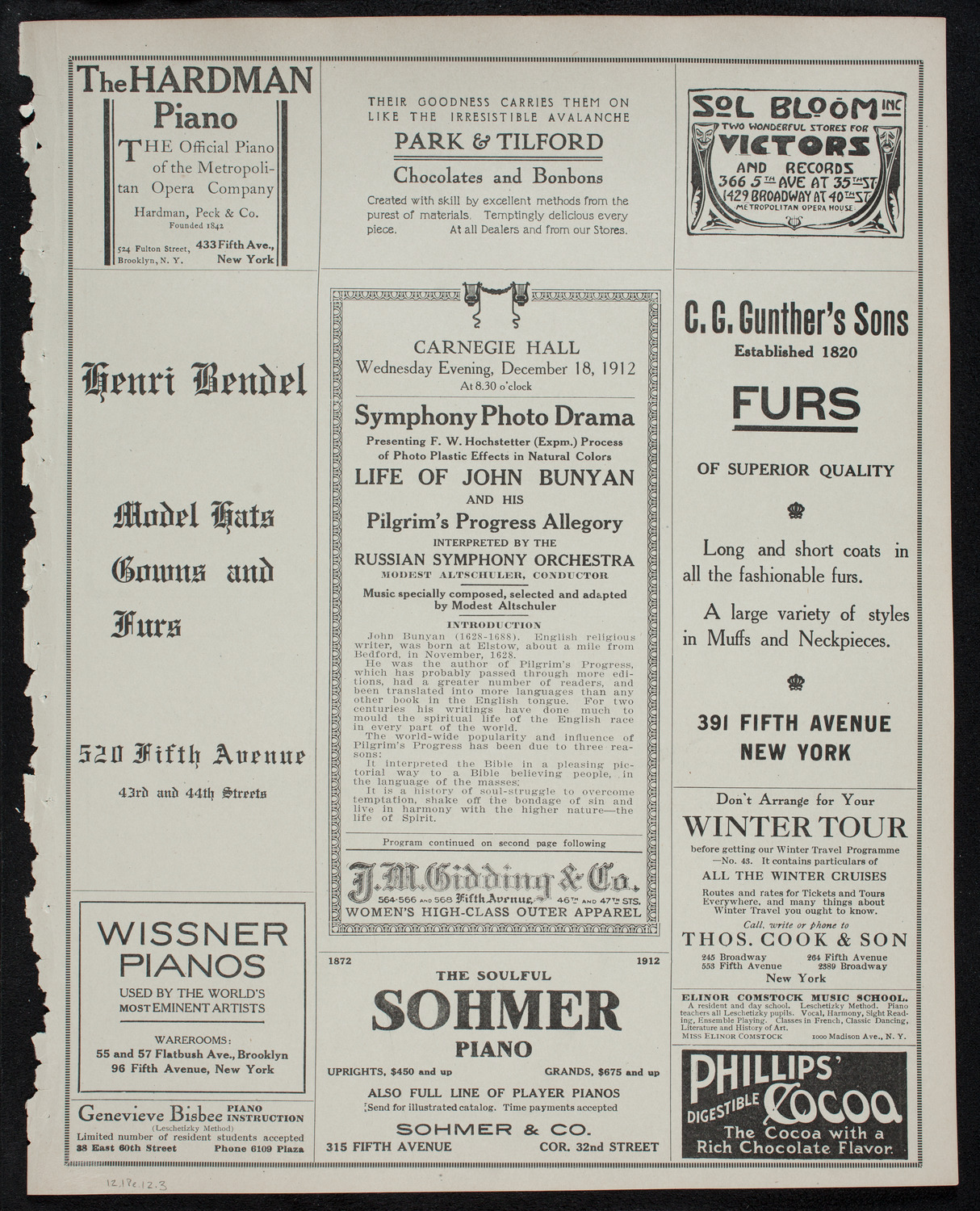 Symphony Photo Drama: Life of John Bunyan and his Pilgrim's Progress Allegory, December 18, 1912, program page 5