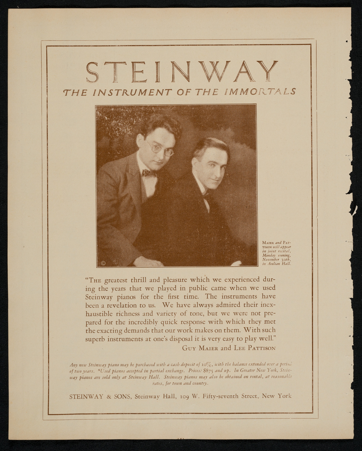 New York Philharmonic, November 27, 1925, program page 4