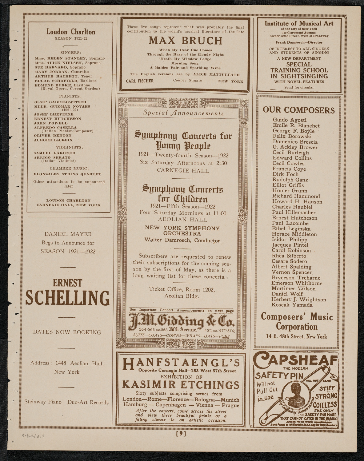 Students of the Malkin Music School, May 8, 1921, program page 9