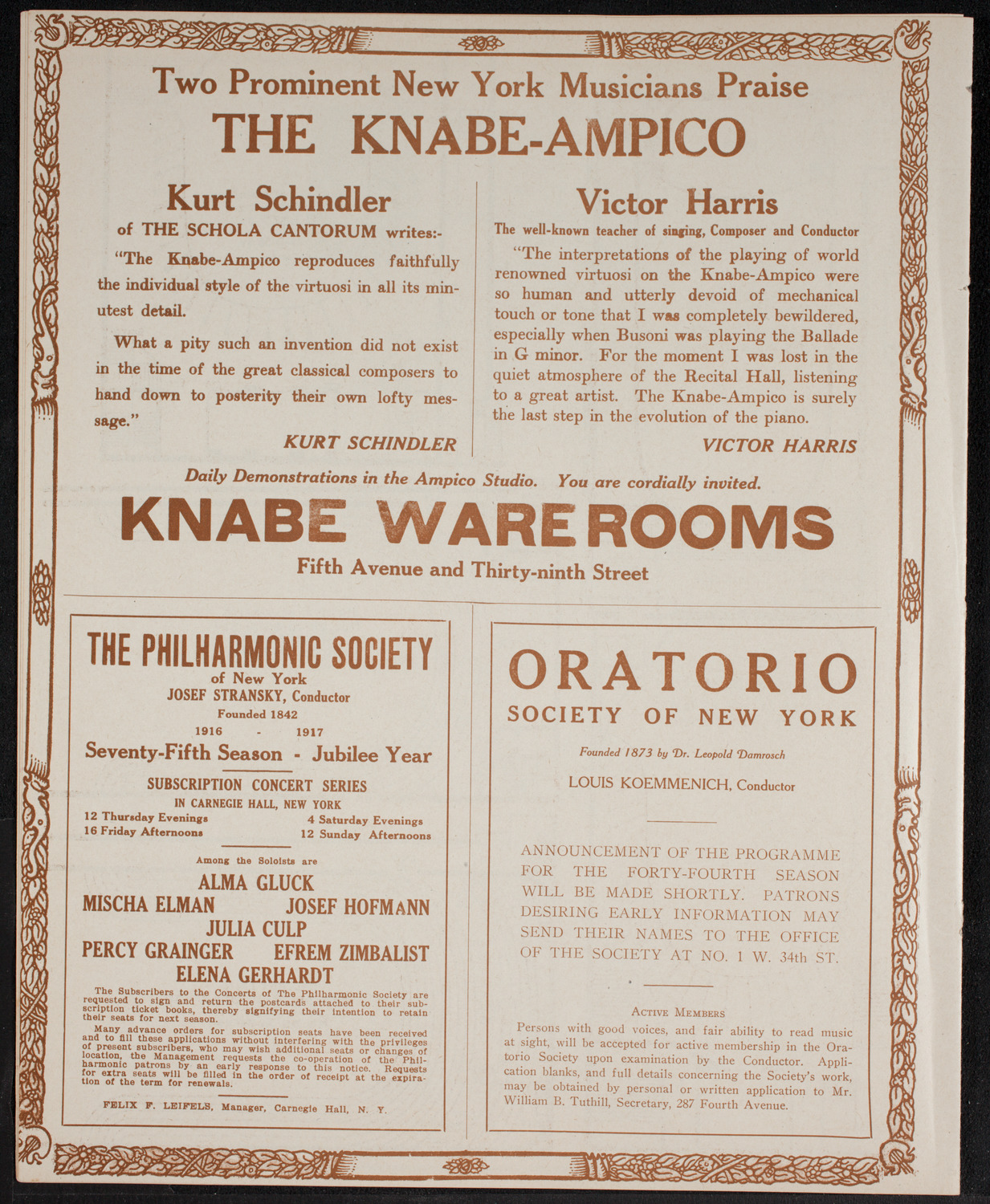 Cantor Seidel Rovner, April 22, 1916, program page 12