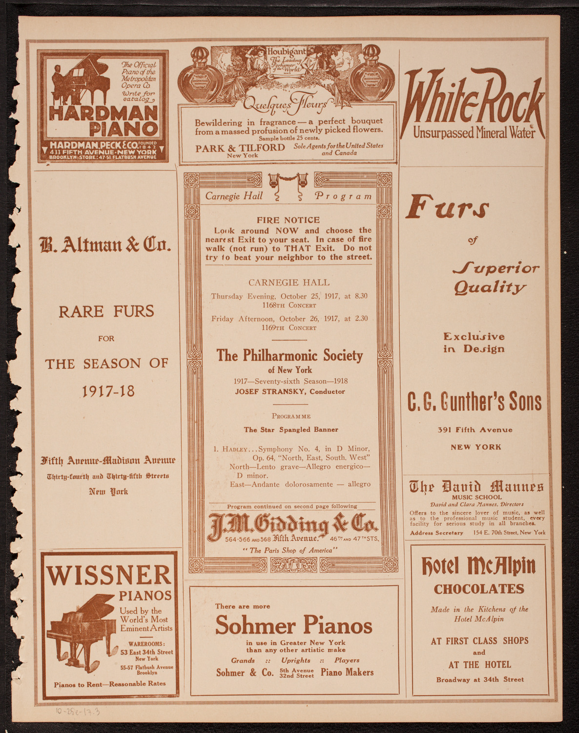New York Philharmonic, October 25, 1917, program page 5