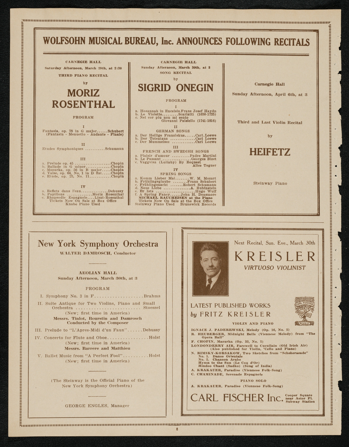 Philadelphia Orchestra, March 25, 1924, program page 8