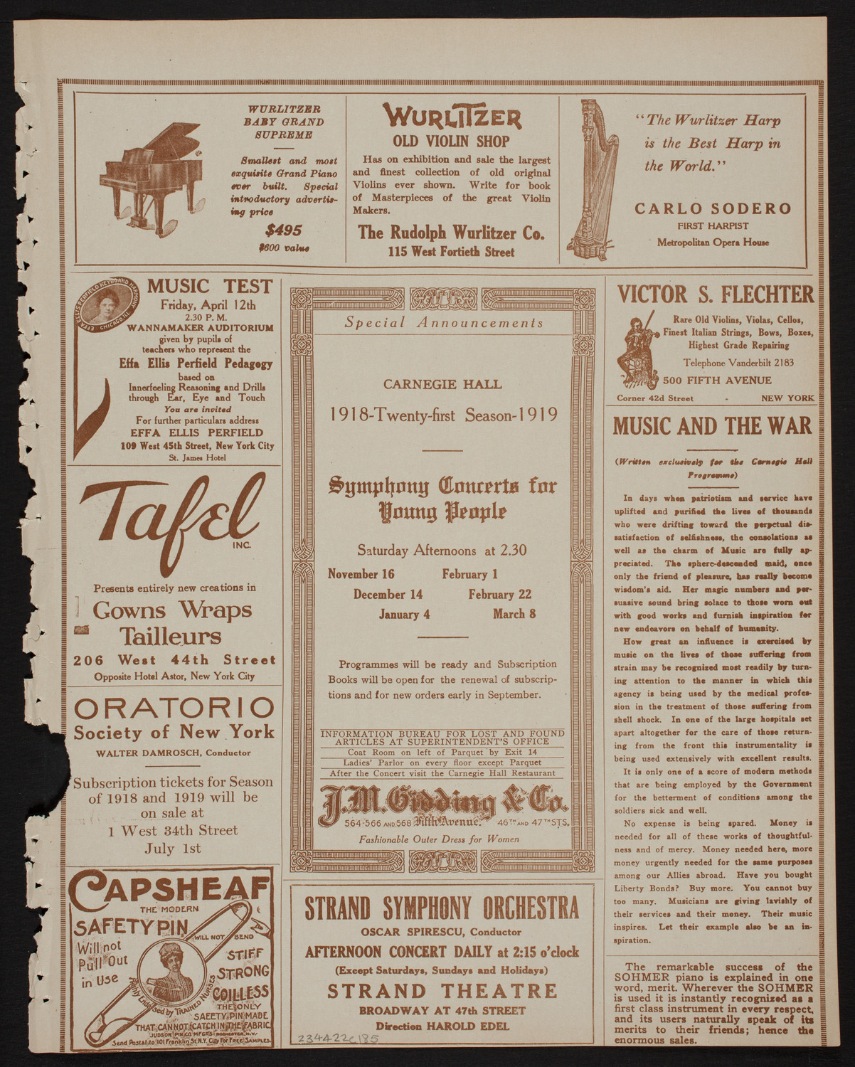 Benefit: St. Andrew's One-Cent Coffee Stands Society, April 22, 1918, program page 9