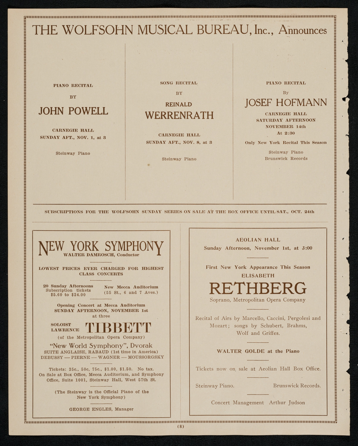 Louise Homer, Contralto, October 31, 1925, program page 8