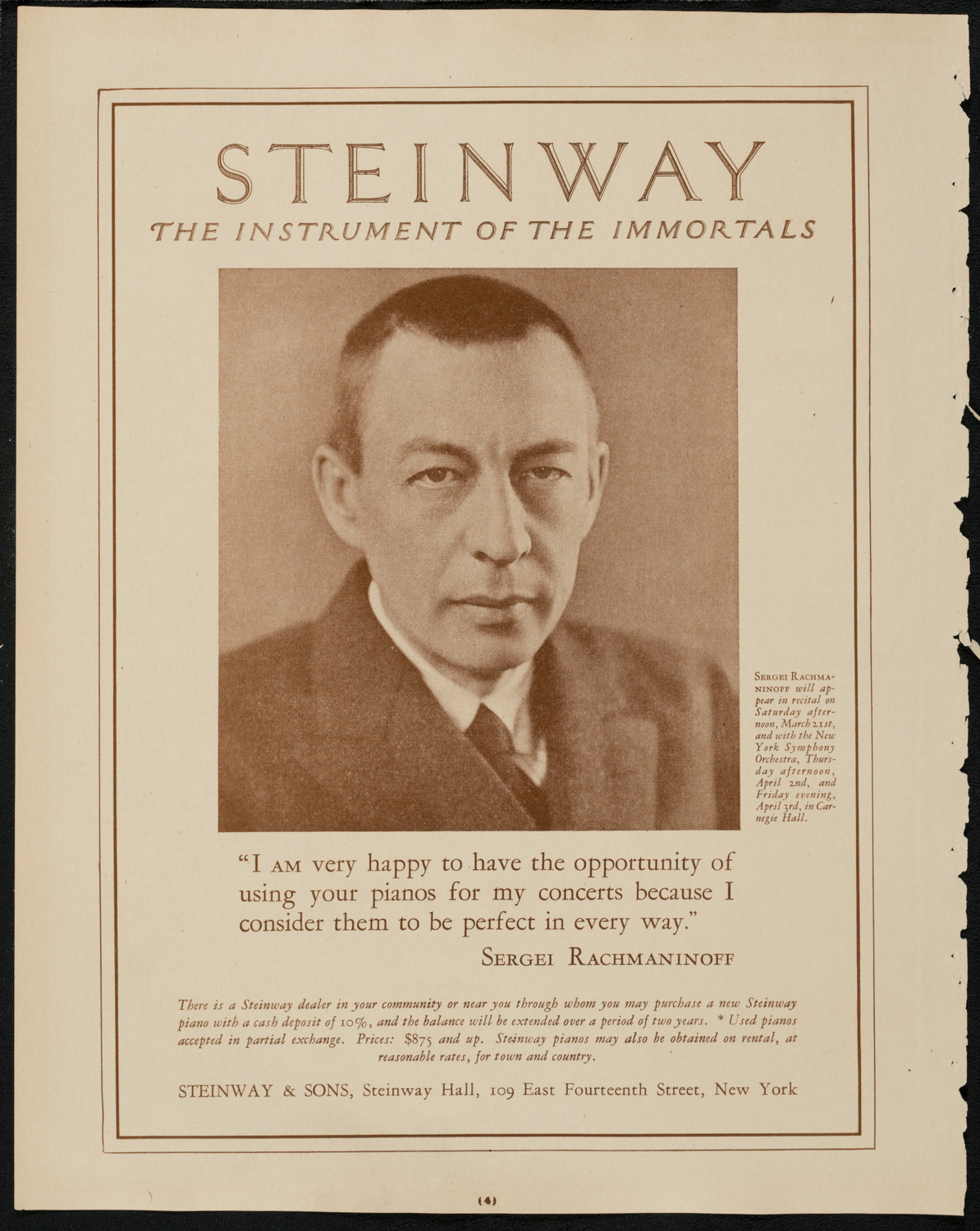 Sergei Rachmaninoff, Piano, March 21, 1925, program page 4
