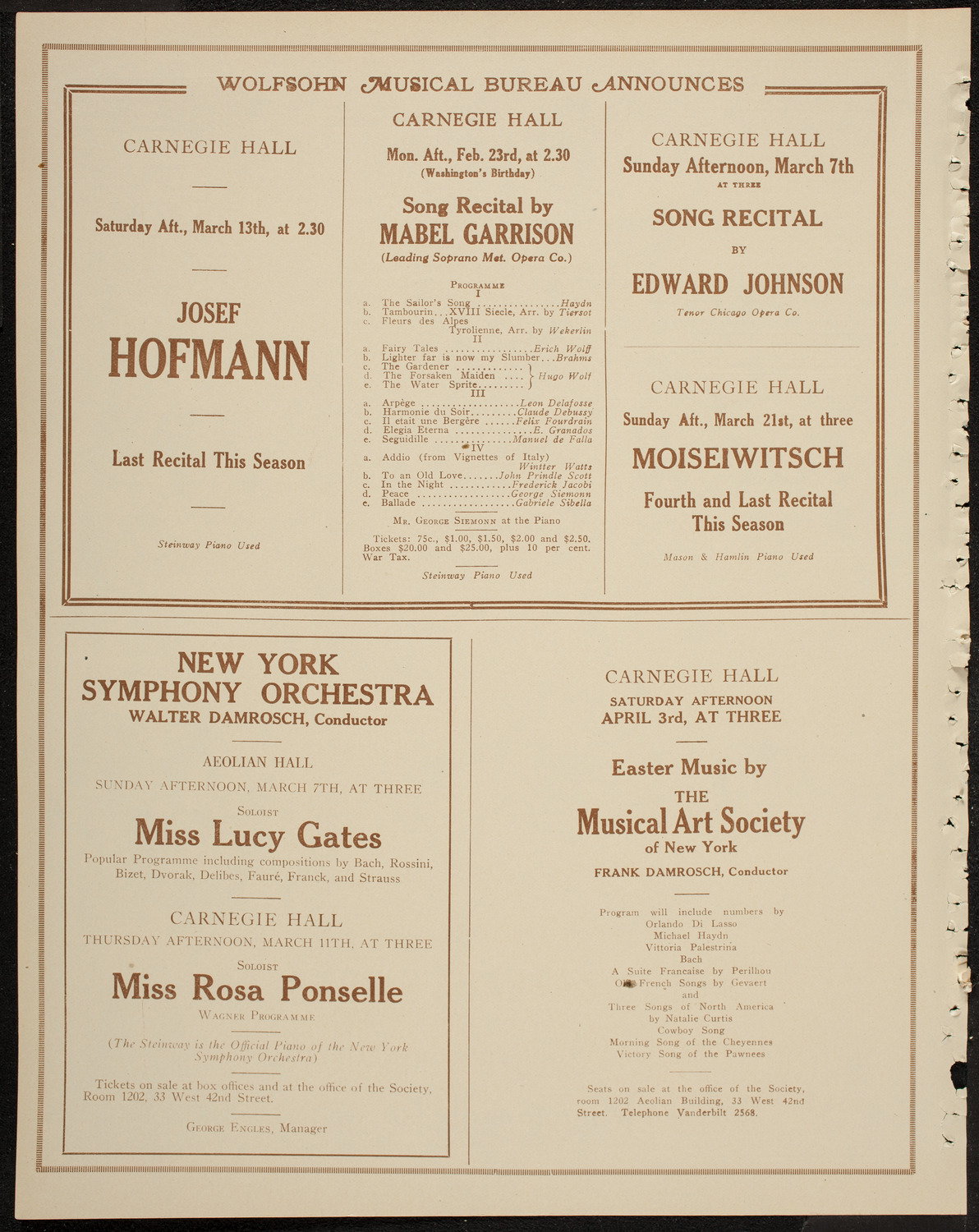 Patriotic Meeting to Commemorate the Birthday of George Washington, February 23, 1920, program page 8