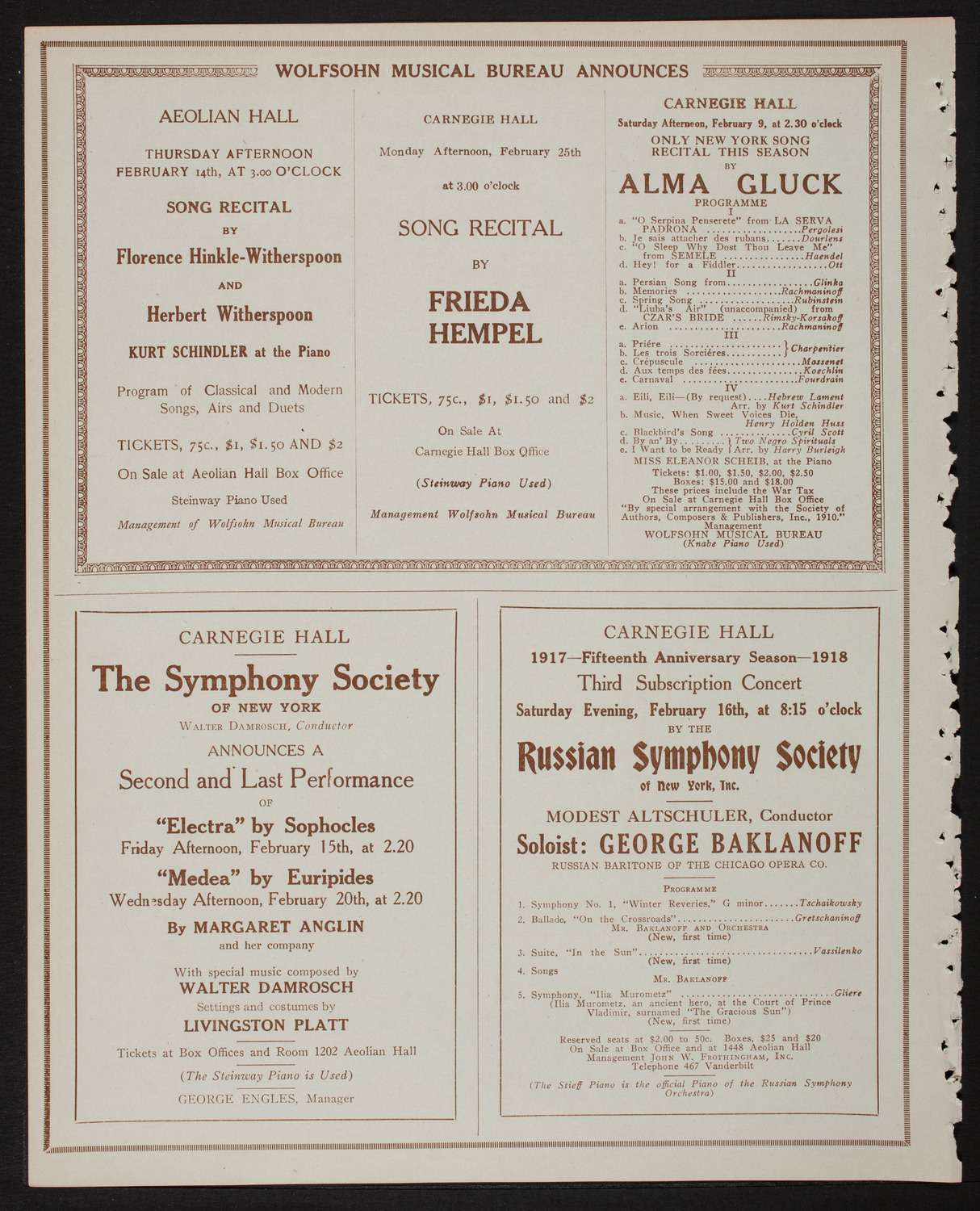 Home Symphony Concert: New York Philharmonic, February 6, 1918, program page 8