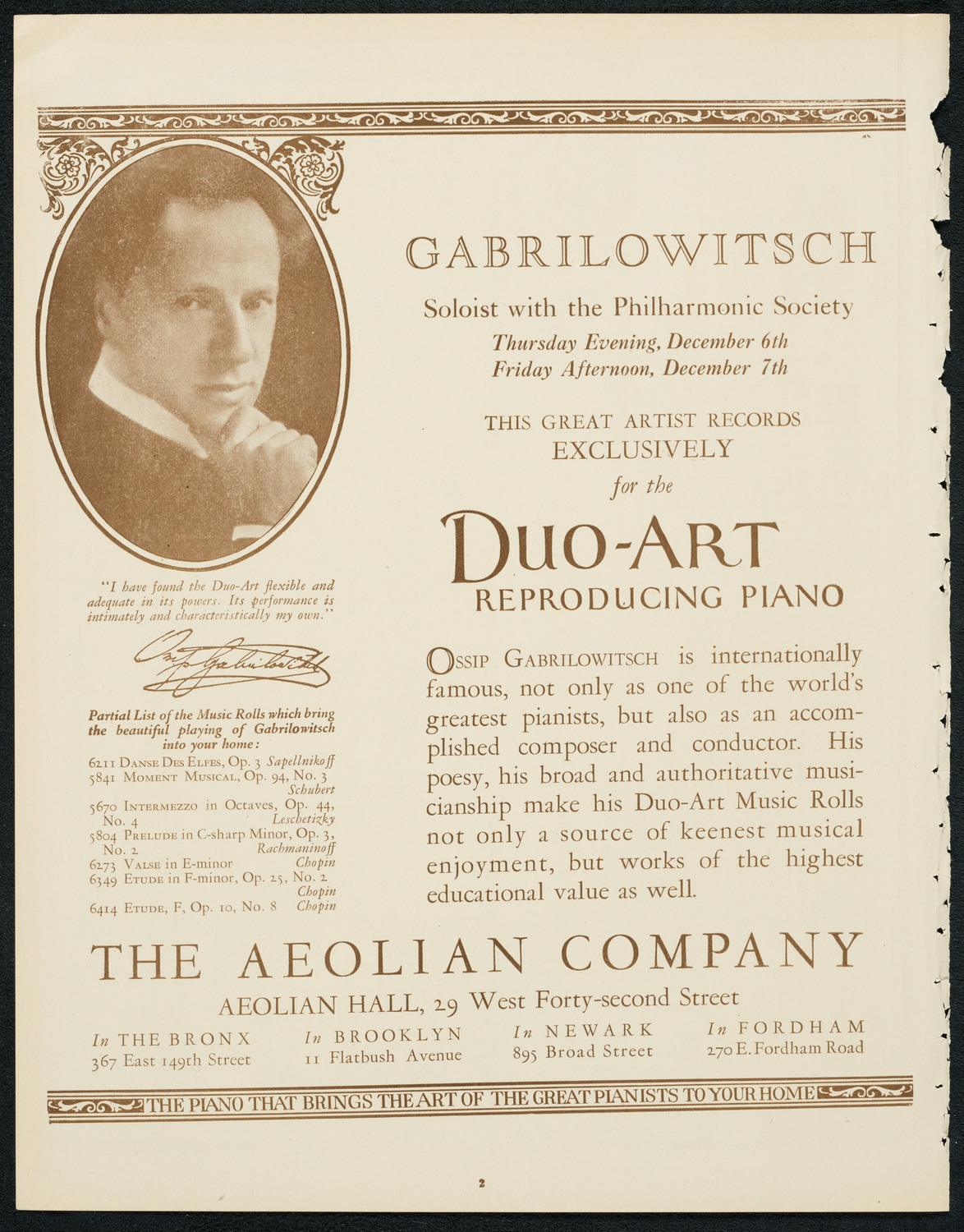 New York Philharmonic, December 7, 1923, program page 2