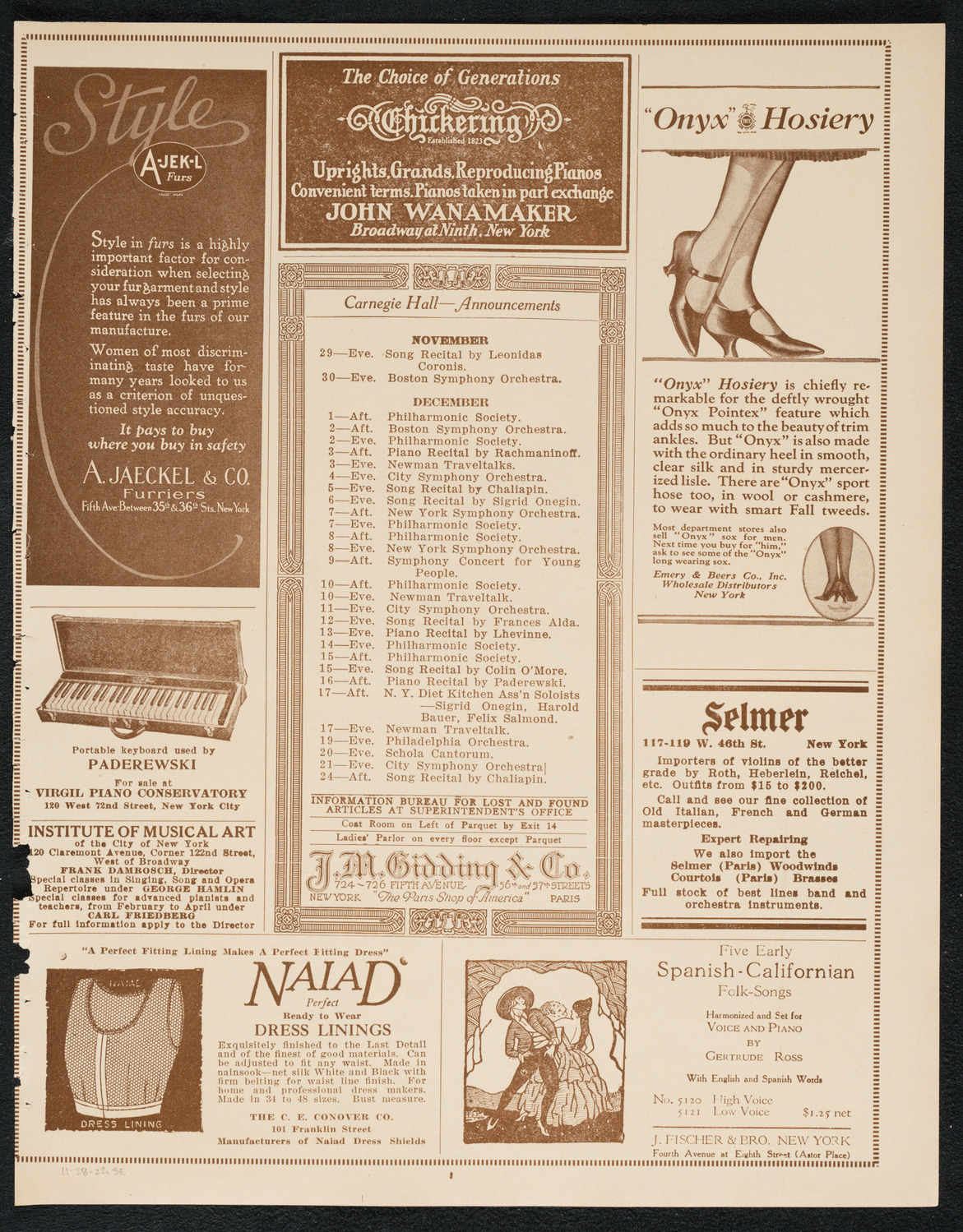 Frieda Hempel, Soprano, November 28, 1922, program page 3