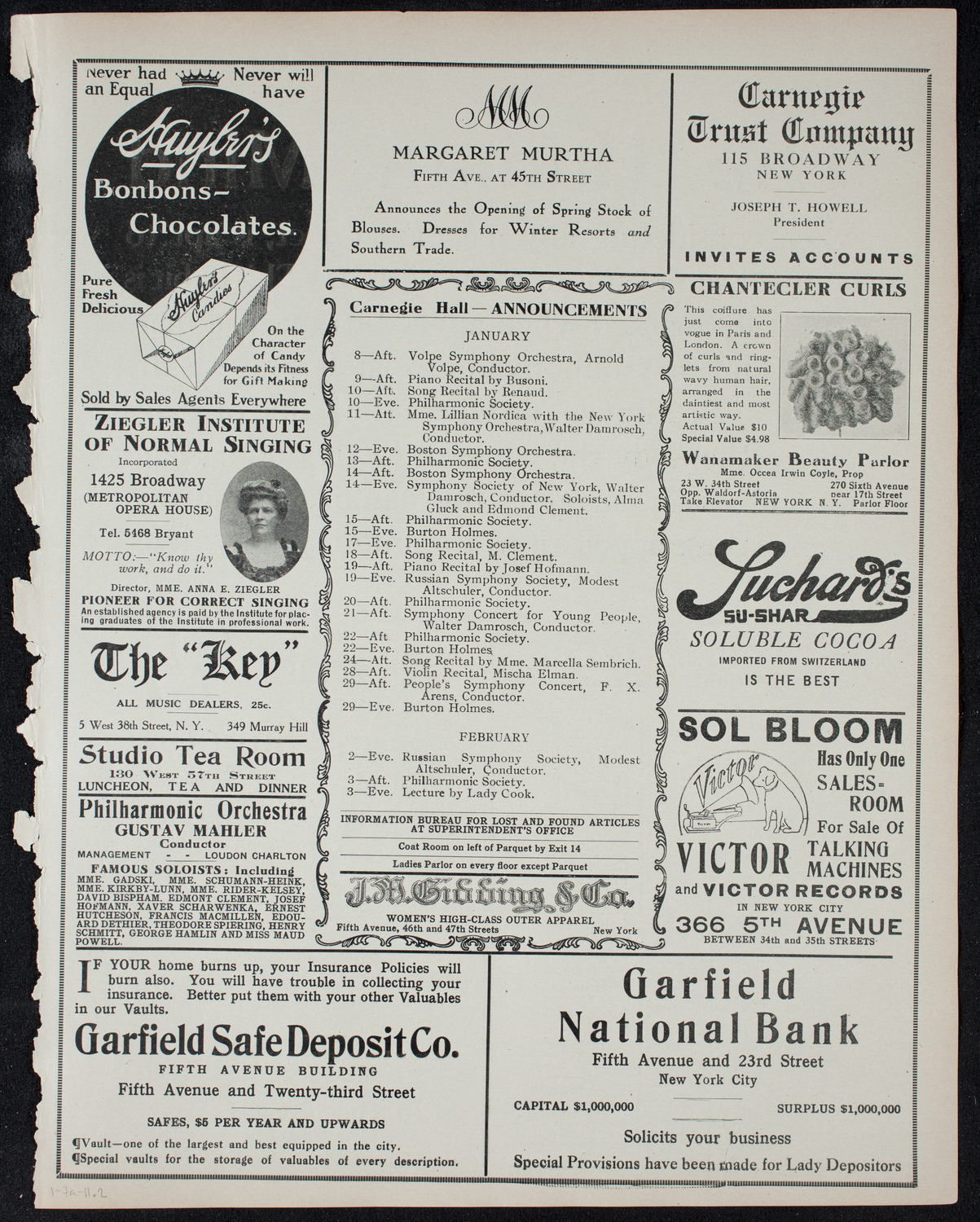 Fannie Bloomfield Zeisler, Piano, January 7, 1911, program page 3